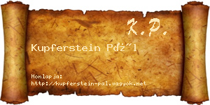 Kupferstein Pál névjegykártya